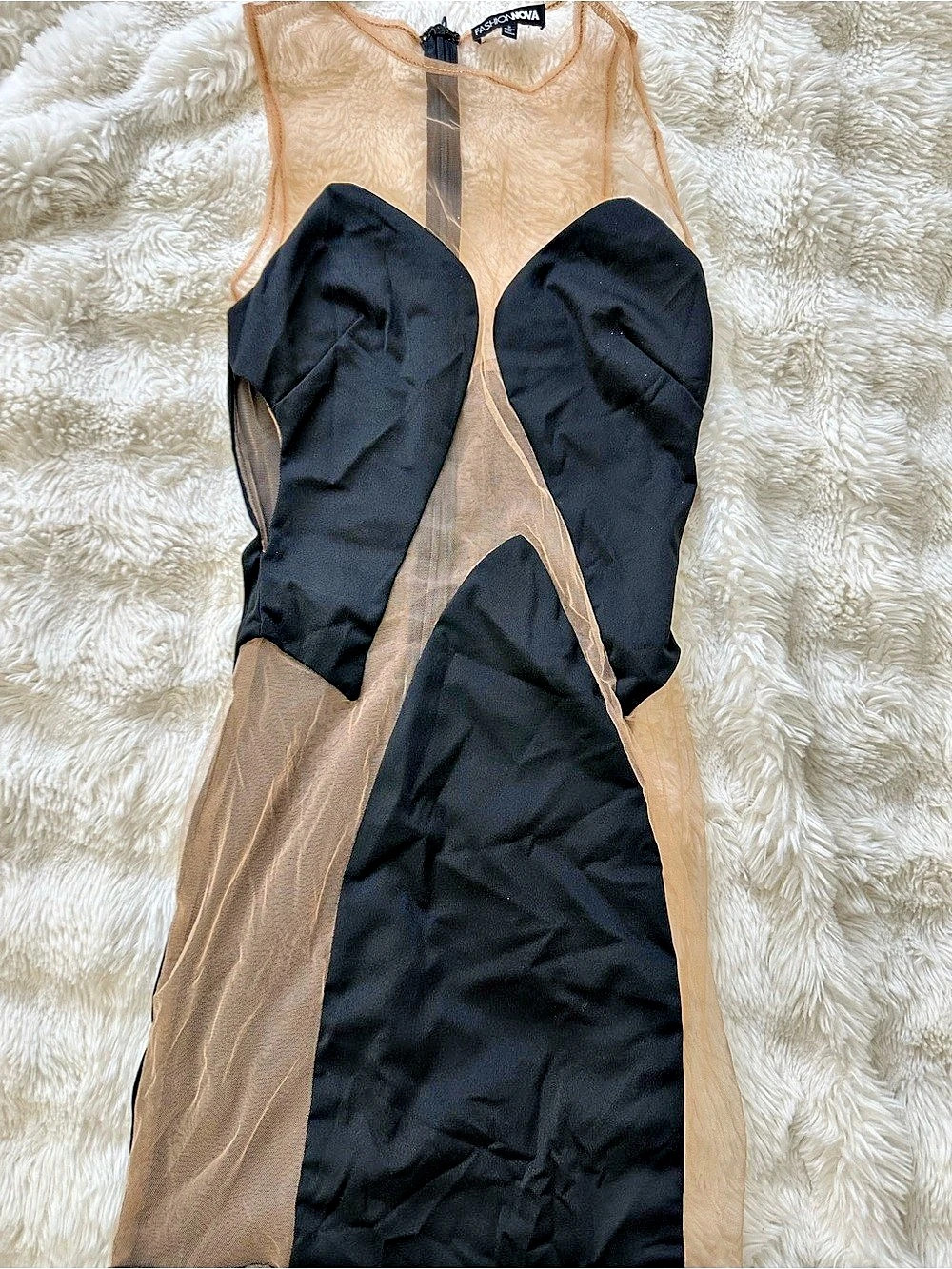 Fashion Nova Color Block Mini Dress Black & Brown Small